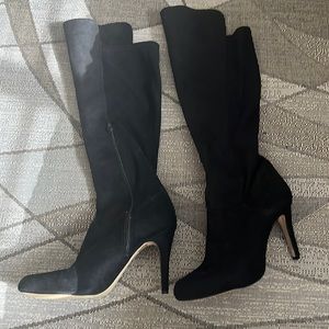 INC brand black suede material heel boots
